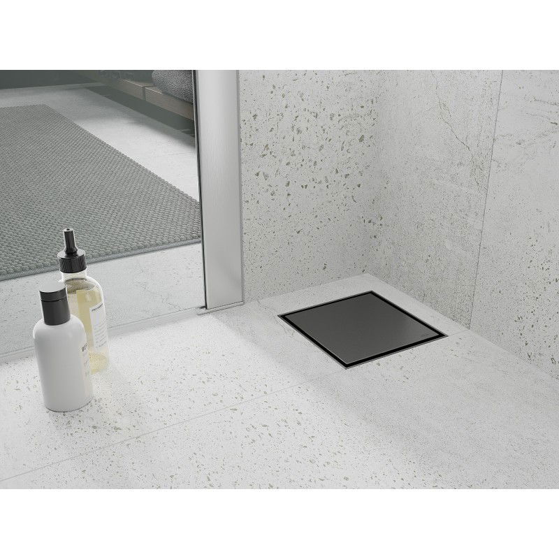 Mexen Flat-Q Ralo de chão quadrado M13 15 x 15 cm, cinza escovado - 1E10015