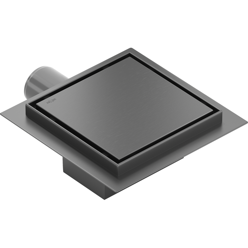 Mexen Flat-Q Ralo de chão quadrado M13 12 x 12 cm, cinza metal escovado - 1E10012