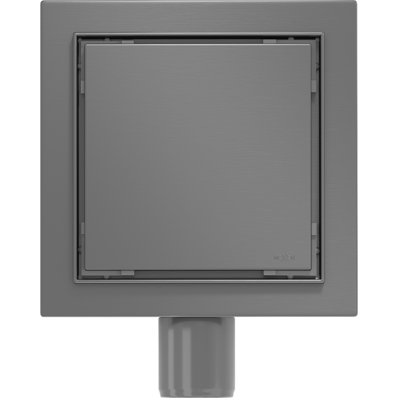 Mexen Flat-Q M13 scarico a pavimento quadrato 12 x 12 cm, grigio canna di fucile spazzolato - 1E10012