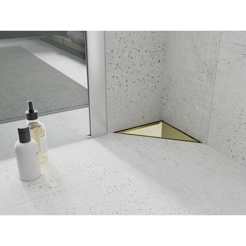 Mexen Flat-T M13 sumidero de piso triangular 20 x 20 cm, dorado - 1510320