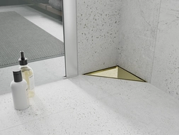 Mexen Flat-T M13 vloerafvoer driehoekig 20 x 20 cm, goud - 1510320