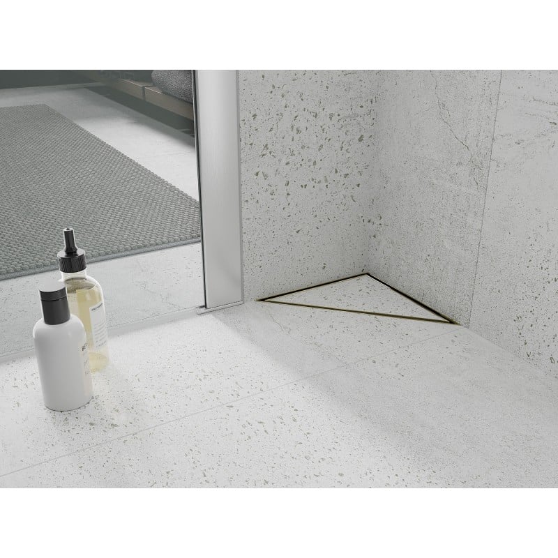 Mexen Flat-T M13 sumidero de piso triangular 20 x 20 cm, dorado - 1510320