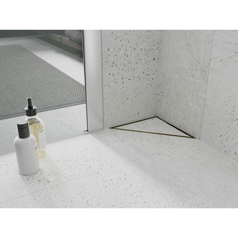 Mexen Flat-T Ralo de chão triangular M13 20 x 20 cm, dourado - 1510320