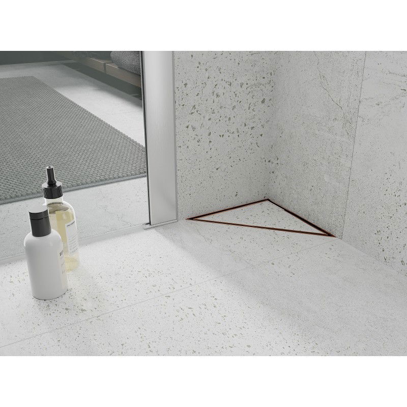 Mexen Flat-T M13 driehoekige vloerinzet 20 x 20 cm, roze goud - 1610320