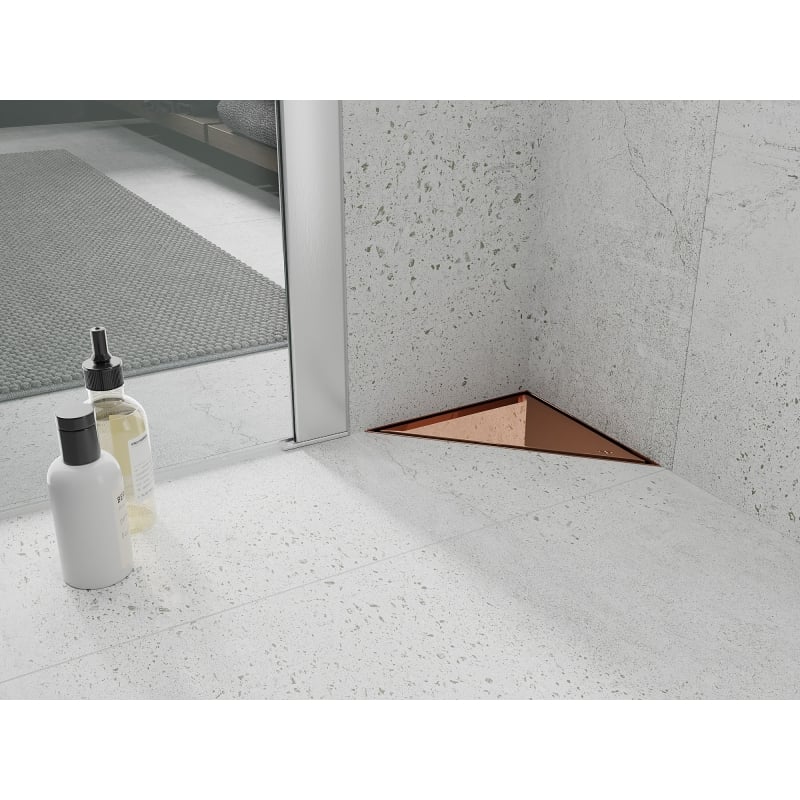 Mexen Flat-T M13 wpust podłogowy trójkątny 20 x 20 cm, różowe złoto - 1610320