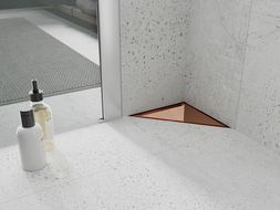 Mexen Flat-T M13 desagüe de suelo triangular 20 x 20 cm, oro rosa - 1610320