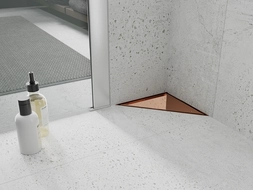 Mexen Flat-T M13 driehoekige vloerinzet 20 x 20 cm, roze goud - 1610320