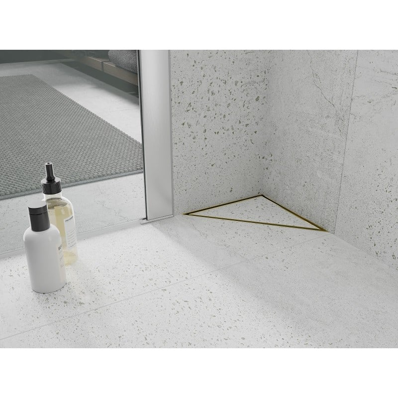 Mexen Flat-T M13 triangular floor drain 20 x 20 cm, brushed gold - 1A10320