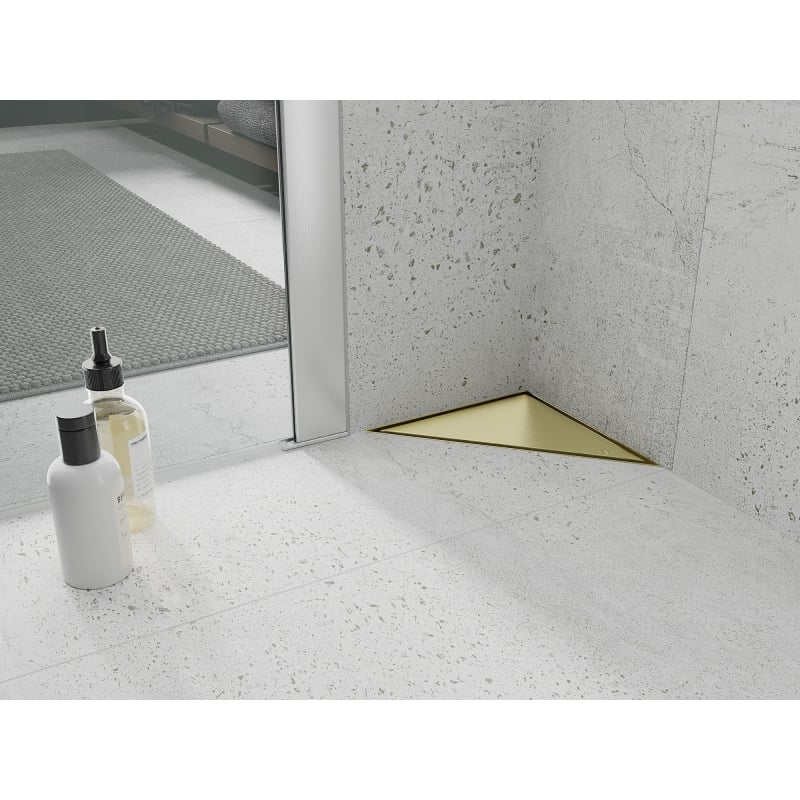 Mexen Flat-T M13 kolmnurkne põrandakann 20 x 20 cm, kuldne harjatud - 1A10320