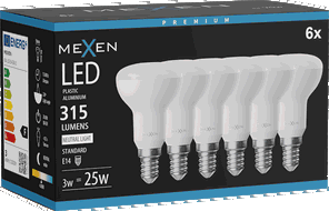Mexen Nova 6x Lampadina LED E14, R50, 3W, Neutra - 4000K, 315 lm - L103-E14-0340-01x06