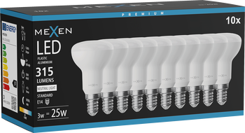 Mexen Nova 10x LED Bir E14, R50, 3W, Neutral - 4000K, 315 lm - L103-E14-0340-01x10