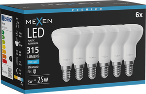 Mexen Nova 6x LED pirn E14, R50, 3W, Külm - 6500K, 315 lm - L103-E14-0365-01x06