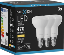 Mexen Nova 3x LED-pirn E14, R50, 4,5W, Soe - 3000K, 470 lm - L103-E14-0530-01x03