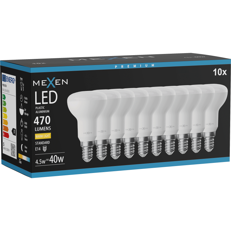 Mexen Nova 10x żarówka LED E14, R50, 4,5W, Ciepła - 3000K, 470 lm - L103-E14-0530-01x10