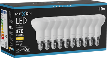 Mexen Nova 10x LED-lamppu E14, R50, 4,5W, Lämmin - 3000K, 470 lm - L103-E14-0530-01x10