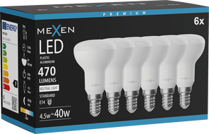 Mexen Nova 6x LED-lamp E14, R50, 4,5W, Neutraal - 4000K, 470 lm - L103-E14-0540-01x06