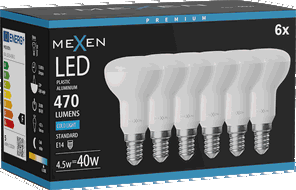 Mexen Nova 6x Lampadina LED E14, R50, 4,5W, Fredda - 6500K, 470 lm - L103-E14-0565-01x06