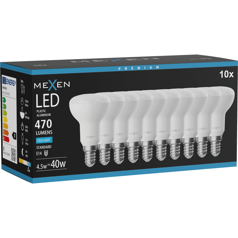 Mexen Nova 10x żarówka LED E14, R50, 4,5W, Zimna - 6500K, 470 lm - L103-E14-0565-01x10