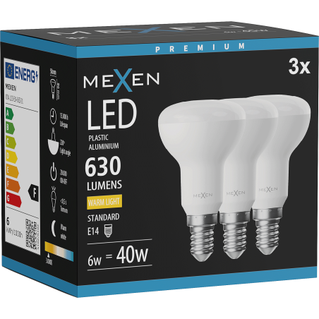 Mexen Nova 3x LED-lampa E14, R50, 6W, Varm - 3000K, 630 lm - L103-E14-0630-01x03