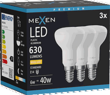 Mexen Nova 3x LED spuldze E14, R50, 6W, Silti - 3000K, 630 lm - L103-E14-0630-01x03