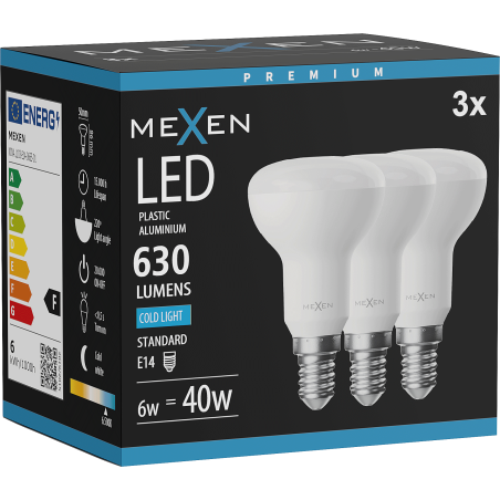 Mexen Nova 3x żarówka LED E14, R50, 6W, Zimna - 6500K, 630 lm - L103-E14-0665-01x03