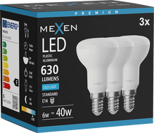 Mexen Nova 3x LED-lamp E14, R50, 6W, Koud - 6500K, 630 lm - L103-E14-0665-01x03