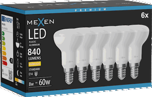Mexen Nova 6x LED-Lamppu E14, R50, 8W, Lämmin - 3000K, 840 lm - L103-E14-0830-01x06