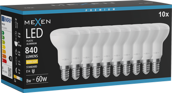 Mexen Nova 10x Ampoule LED E14, R50, 8W, Chaude - 3000K, 840 lm - L103-E14-0830-01x10