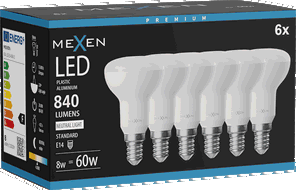 Mexen Nova 6x żarówka LED E14, R50, 8W, Neutralna - 4000K, 840 lm - L103-E14-0840-01x06