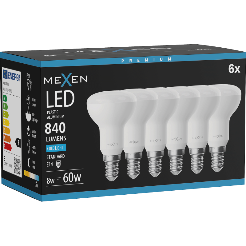 Mexen Nova 6x żarówka LED E14, R50, 8W, Zimna - 6500K, 840 lm - L103-E14-0865-01x06