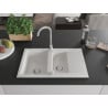 Mexen Gaspar évier en granit 1,5 bac avec égouttoir 737 x 475 mm, blanc, siphon chromé - 6507731505-20