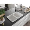 Mexen Gaspar évier en granit 1,5 bac avec égouttoir 737 x 475 mm, blanc, siphon chromé - 6507731505-20
