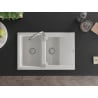 Mexen Gaspar évier en granit 1,5 bac avec égouttoir 737 x 475 mm, blanc, siphon chromé - 6507731505-20