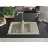 Mexen Gaspar 1,5-vaks granieten gootsteen met afdruiprek 737 x 475 mm, beige, met chromen sifon - 6507731505-69