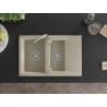 Mexen Gaspar 1.5-bowl granite sink with drainer 737 x 475 mm, beige, chrome siphon - 6507731505-69