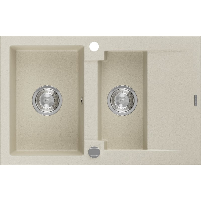 Mexen Gaspar granitni sudoper s 1,5 komorom i ocjednom 737 x 475 mm, bež, sifon krom - 6507731505-69