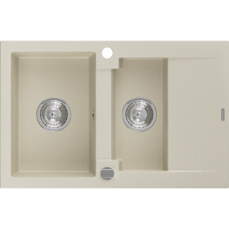 Mexen Gaspar fregadero de granito de 1,5 compartimiento con escurridor 737 x 475 mm, beige, sifón cromado - 6507731505-69