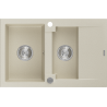 Mexen Gaspar 1,5-vaks granieten gootsteen met afdruiprek 737 x 475 mm, beige, met chromen sifon - 6507731505-69