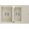 Mexen Gaspar fregadero de granito de 1,5 compartimiento con escurridor 737 x 475 mm, beige, sifón cromado - 6507731505-69