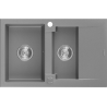 Mexen Gaspar granitdiskbänk 1,5-kammar med avrinningsyta 737 x 475 mm, grå, kromavloppssats - 6507731505-71
