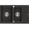 Mexen Gaspar granitische spoelbak 1,5-kamer met druiprek 737 x 475 mm, zwart/goud metallic, chroom sifon - 6507731505-75