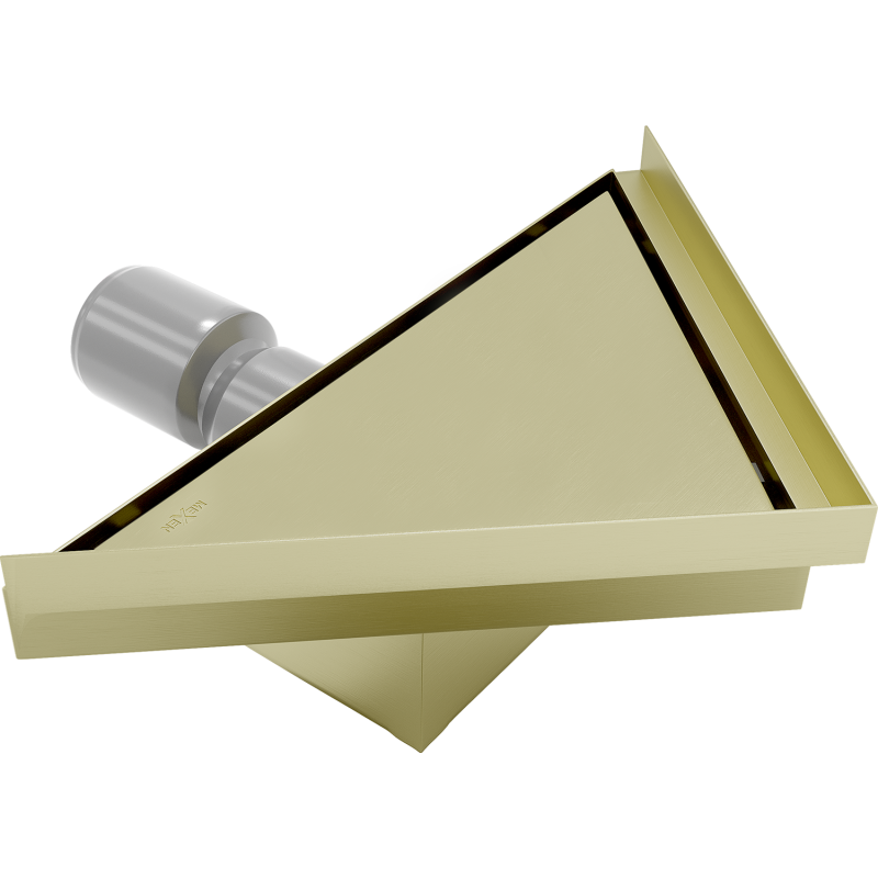 Mexen Flat-T M13 vloerafvoer driehoekig 20 x 20 cm, goud geborsteld - 1A10320