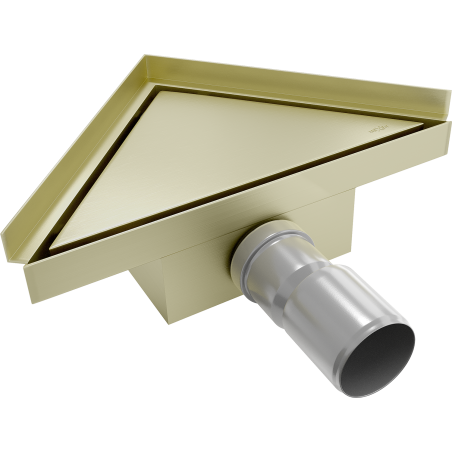 Mexen Flat-T M13 ralo de piso triangular 20 x 20 cm, dourado escovado - 1A10320