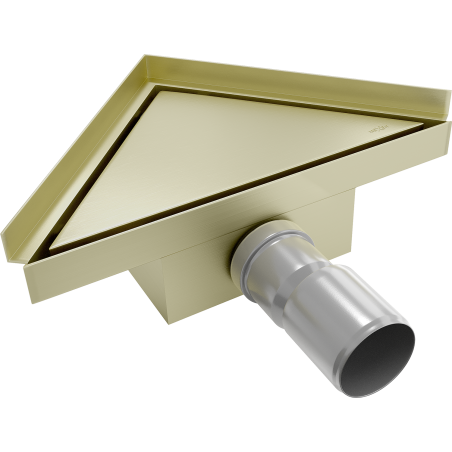 Mexen Flat-T M13 vloerafvoer driehoekig 20 x 20 cm, goud geborsteld - 1A10320