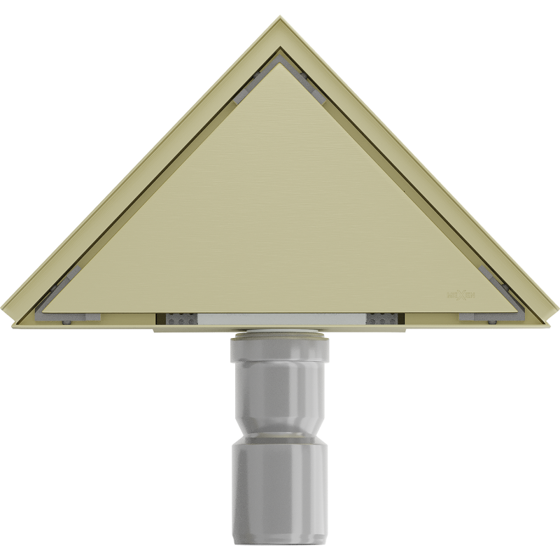 Mexen Flat-T M13 ralo de piso triangular 20 x 20 cm, dourado escovado - 1A10320