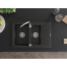 Mexen Gaspar Granitspüle 1,5-Becken mit Abtropffläche 737 x 475 mm, schwarz/gold metallic, Siphon chrom - 6507731505-75