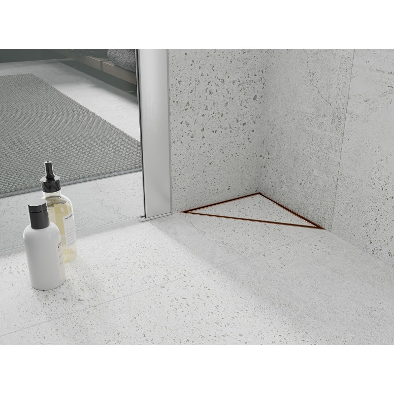 Mexen Flat-T M13 põrandatrap kolmnurkne 20 x 20 cm, harjatud vask - 1C10320