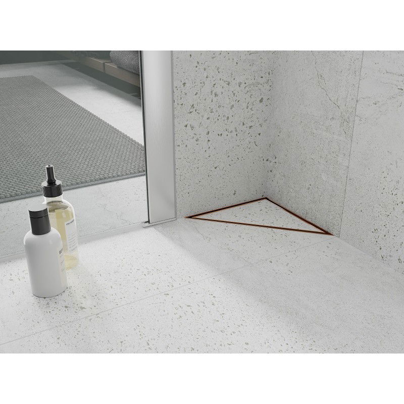 Mexen Flat-T M13 τριγωνική αποστράγγιση δαπέδου 20 x 20 cm, βουρτσισμένος χαλκός