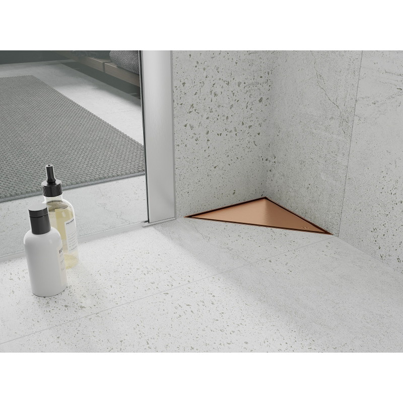 Mexen Flat-T M13 põrandatrap kolmnurkne 20 x 20 cm, harjatud vask - 1C10320