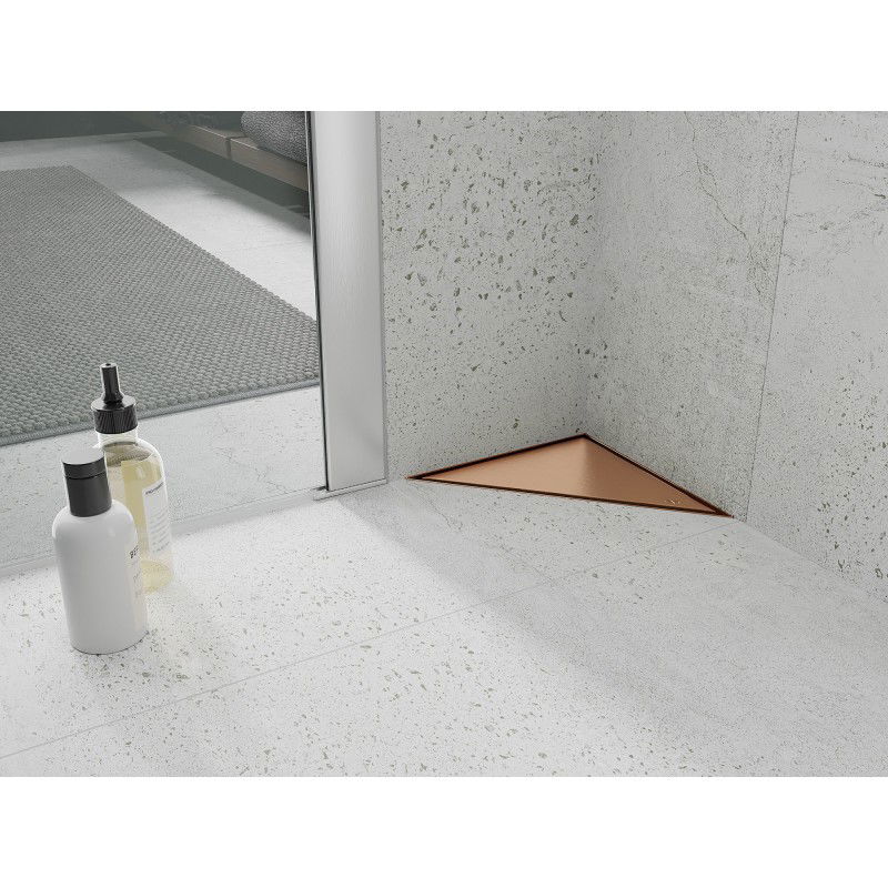 Mexen Flat-T M13 τριγωνική αποστράγγιση δαπέδου 20 x 20 cm, βουρτσισμένος χαλκός